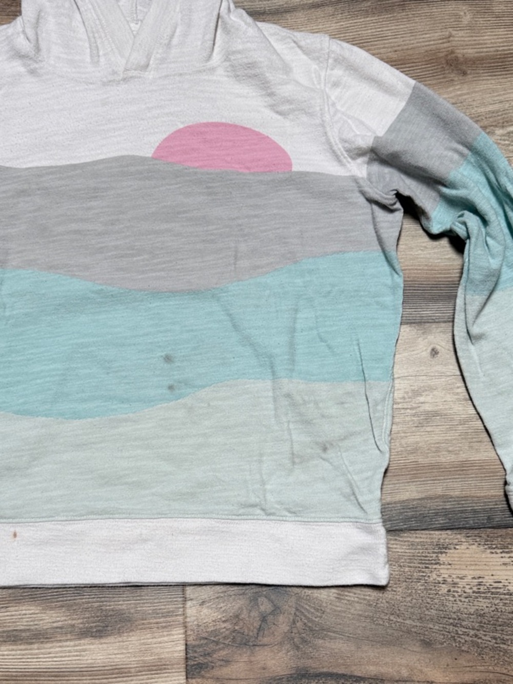 Faherty Sunwashed Slub Hoodie Sunrise Landscape Organic Cotton Women’s Medium - Picture 2 of 3